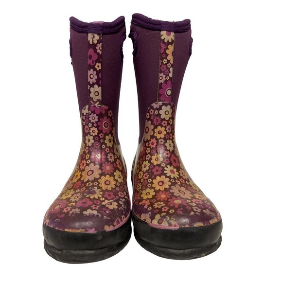 BOGS Classic Daisy Love Me  High Purple Flower Pull On Boots Girl's Size 2 - Picture 4 of 11